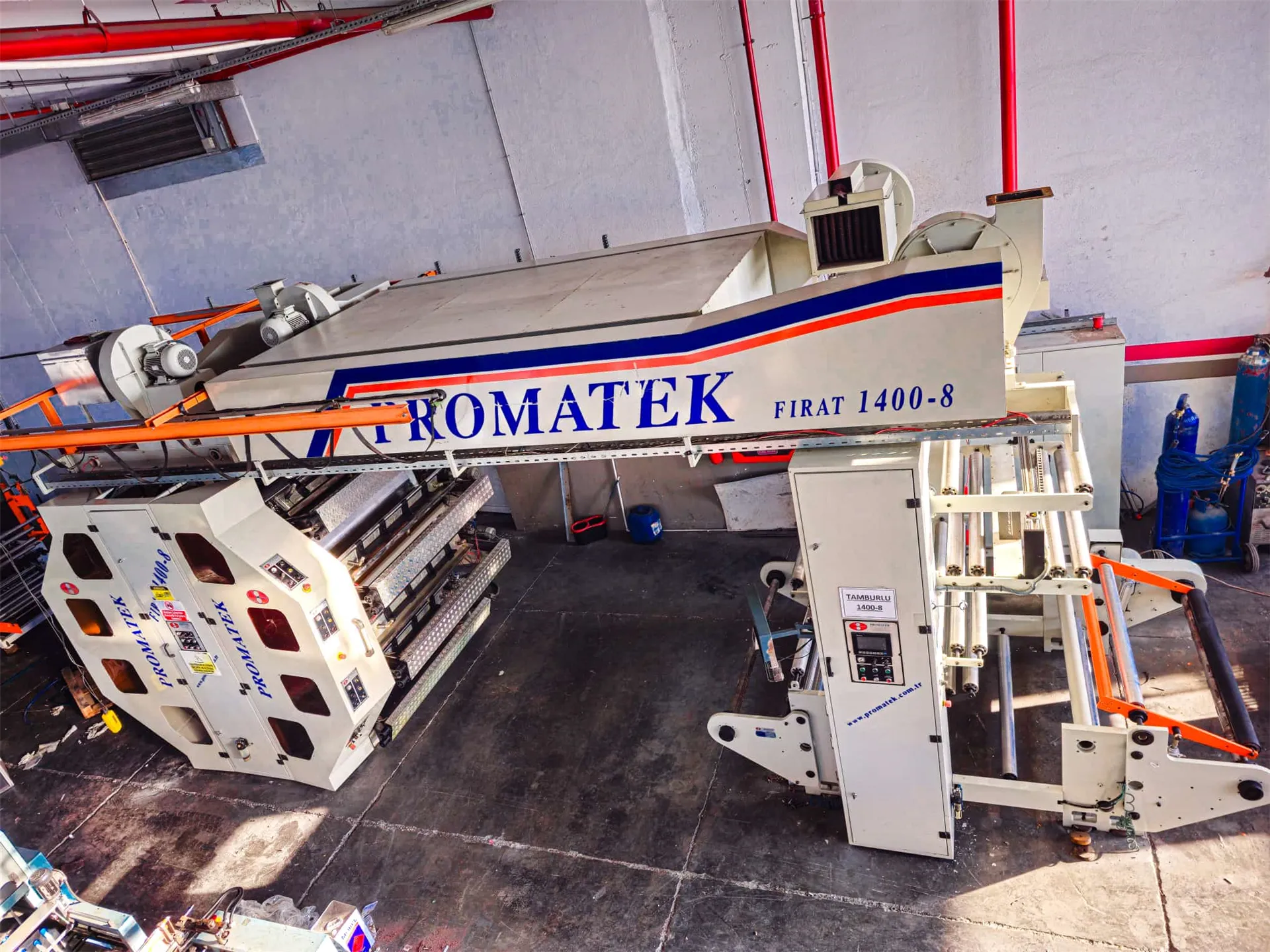 Promatek 8 Renk Tamburlu Flekso Baskı Makinesi – 1400 mm, 300 m/dk